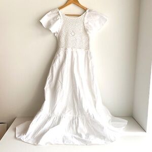 Zara Crochet White Open Back Dress